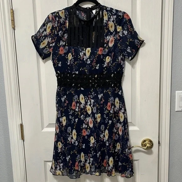 Foxiedox Anthropologie Andora Floral Dress Navy Size Small - Picture 6 of 7